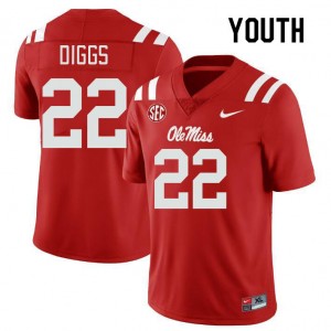 #22 Logan Diggs Ole Miss Red Youth Jerseys Replica College Football 683925-785