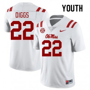 #22 Logan Diggs Ole Miss Rebels White Youth Jerseys Limited College Football 954529-951