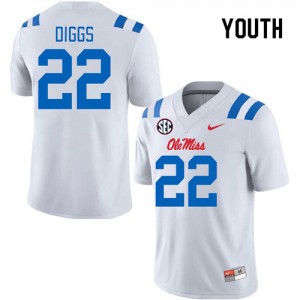 #22 Logan Diggs Ole Mississippi White Youth Jersey NCAA College Football 896320-864