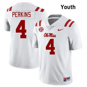 #4 Suntarine Perkins Rebels White Youth Jersey Official College Football 319632-996