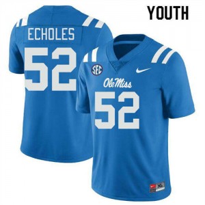 #52 Will Echoles Ole Mississippi Powder Blue Youth Jerseys Embroidery College Football 472854-859