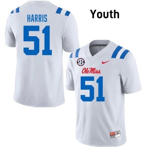 #51 Zxavian Harris Ole Mississippi Rebels White Youth Jerseys Alumni College Football 367447-225