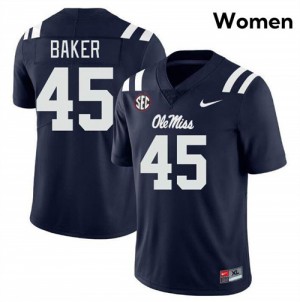#45 Mike Baker Mississippi Navy Womens Jersey University College Football 694754-428